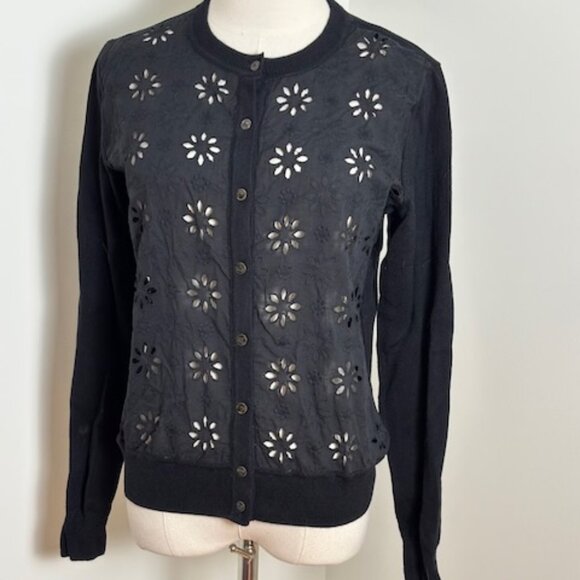 NWT Ann Taylor black cotton cardigan S - Picture 1 of 7